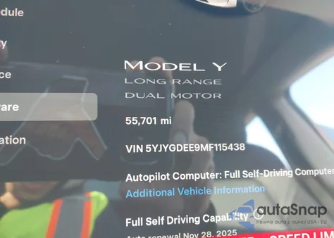 2021 Tesla Model Y Long Range Dual Motor All-Wheel Drive from USA, damaged, VIN 5YJYGDEE9MF115438